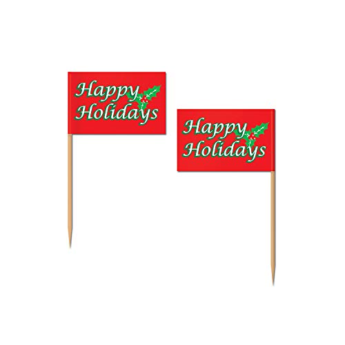 Beistle 50-Pack Happy Holiday Picks, 2-1/2-Inch