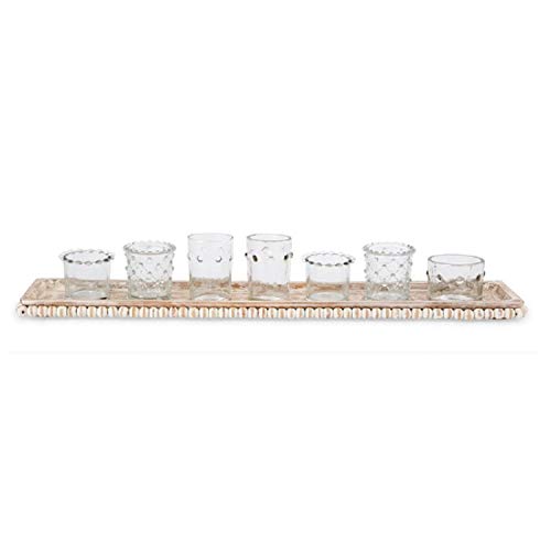 Mud Pie Beaded Tray & Votive Set