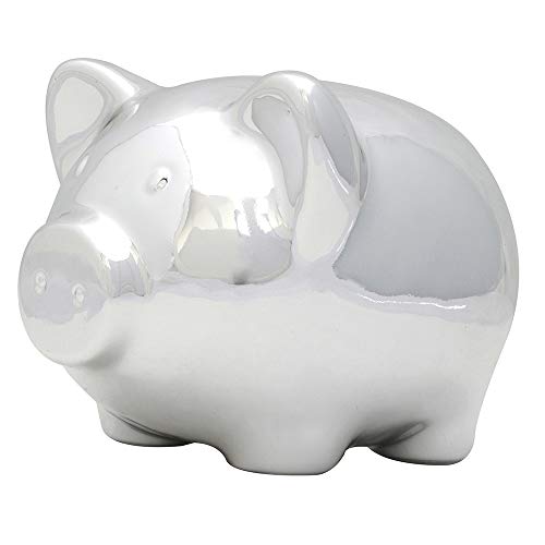 Birchwood Applesauce Ceramic Plated Silver Piggy Bank, Baby Nickel