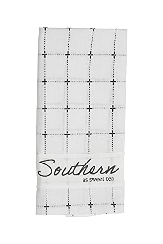 Foreside Home & Garden White 27 x 18 Inch Woven Southern as Sweet Cotton Kitchen Tea Towel