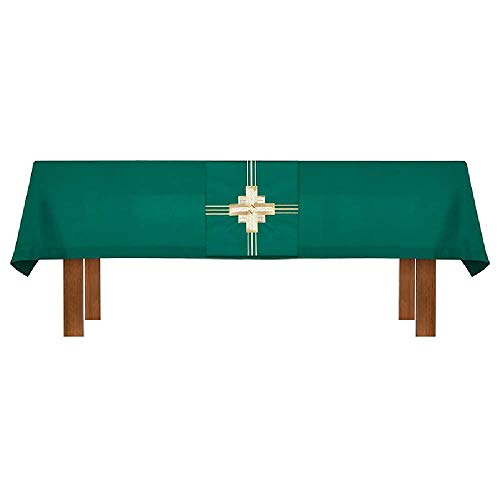 Christian Brands J0134GRN Altar Frontal and Trinity Cross Overlay Cloth, Set of 2, Green