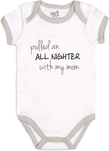 Pavilion Gift Company Baby All Nighter-12-24 Gray Trimmed Onesie, Grey, 12-24 Months