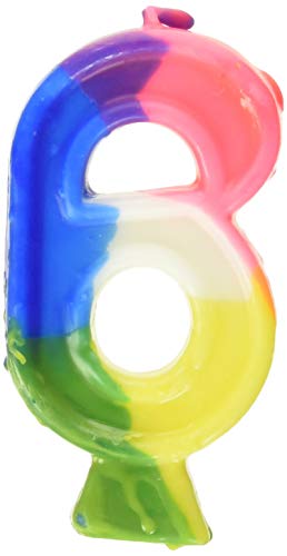 Unique Industries Rainbow Number 6 Birthday Candle, 1 Ct.