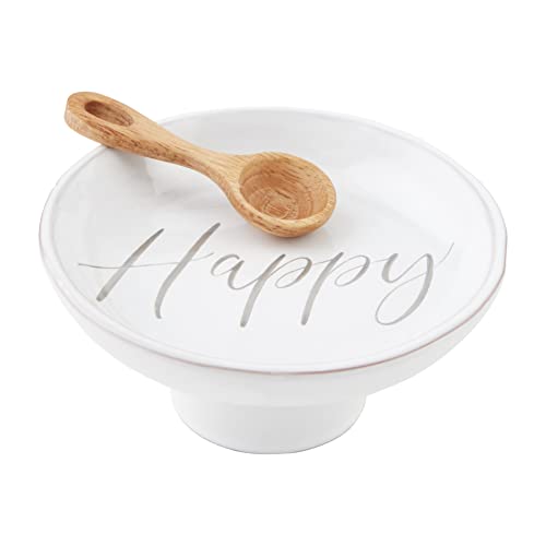 Mud Pie Happy Candy Dish Set, 2 1/4" x 5 1/2" diameter, White