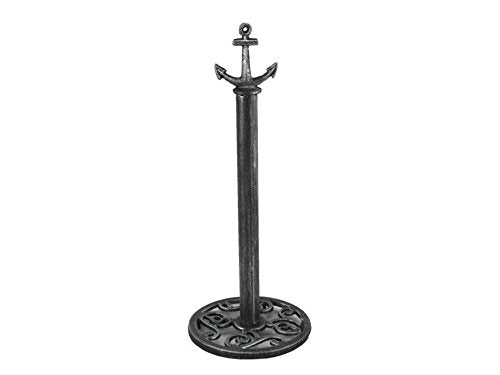 Hampton Iron Handcrafted Model Ships Antique Silver Cast Iron Anchor Extra Toilet Paper Stand 16" - Decorative Ancho