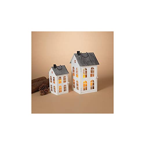 Gerson 2593550 Holiday Metal Houses, Set of 2, 15-inch Tall
