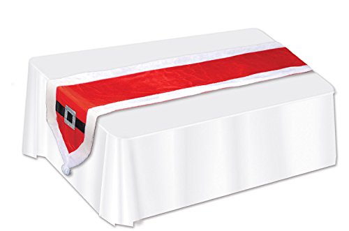 Beistle Santa Suit Fabric Table Runner, 13" x 69", Multicolor