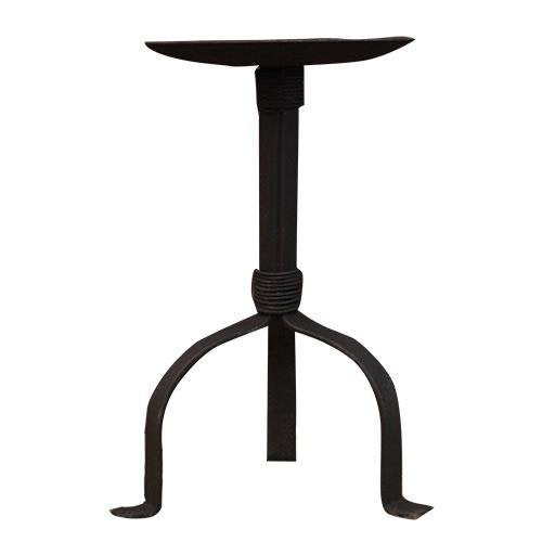 Colonial Pillar Candle Holder in Black Wrought Iron, 8" Tall, 4" Pillar Candle Plate