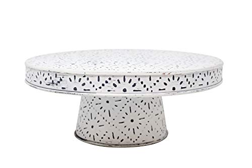 Boston Warehouse White Washed Metal Cake and Dessert Stand, 12-Inches
