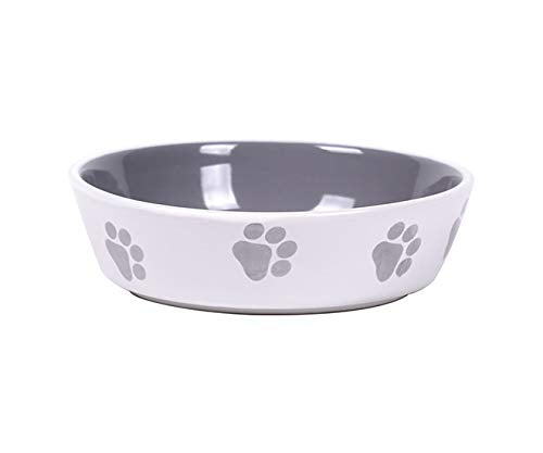 Blue Sky Clayworks 8792 Bromley Dog Paw Bowl (4.9-inch Diameter, Grey)