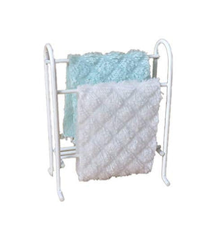 Aztec Imports Melody Jane Dollhouse White Wire Towel Rail Rack & Aqua & White Towels Bathroom Furniture