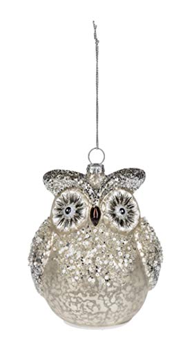 Ganz LLX1175 LED Glass Owl with Beads, 4.5-inch Height