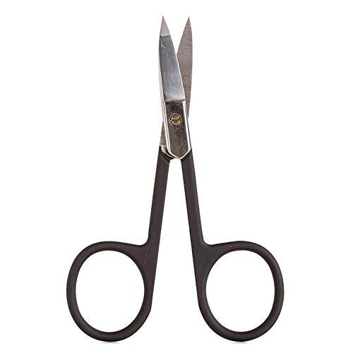 Basicare Black Rubber Handle Curved Nail Scissor - Stainless Steel Precision Curved Blades - 3.5inch