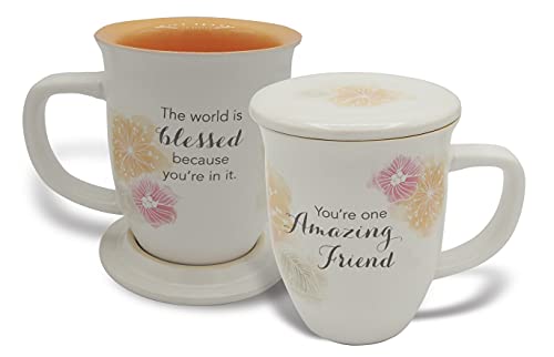 Cathedral Art Abbey & CA Gift Amazing Friend Floral Mug & Coaster Set, Multi