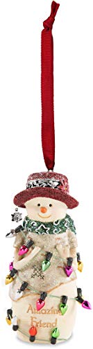 Pavilion Gift Company Pavilion-Amazing Friend-4 Inch Collectible Wrapped in Christmas Lights 4" Snowman Ornament, Beige