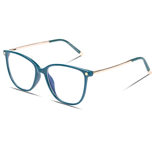 DUCO Blue Light Glasses for Women Men Blue Ray Blocking Glasses Computer Glasses for Teens Green Retro Square Eyeglasses Frame Non prescription 5209