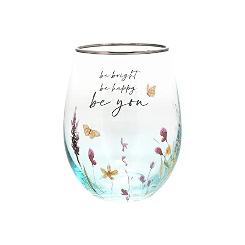 Pavilion - Be You 20-ounce Stemless Wine Glass, Iridescent Glassware For Gift, Friendship Wine Glass, Sisters Gifts From Sisters, Best Mom Ever, 1 Count, Multicolor