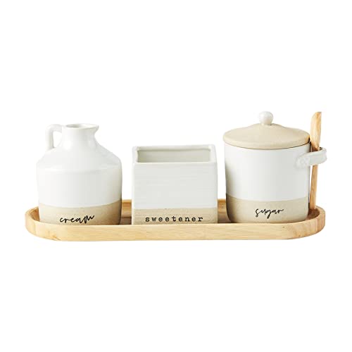 Mud Pie Farmstead Cream and Sugar Tray Set, 5" x 11", Stoneware