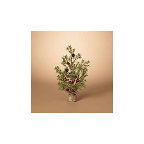 Gerson 2602260 Holiday Pine Tree with Berry in Burlap Base, 18-inch Height