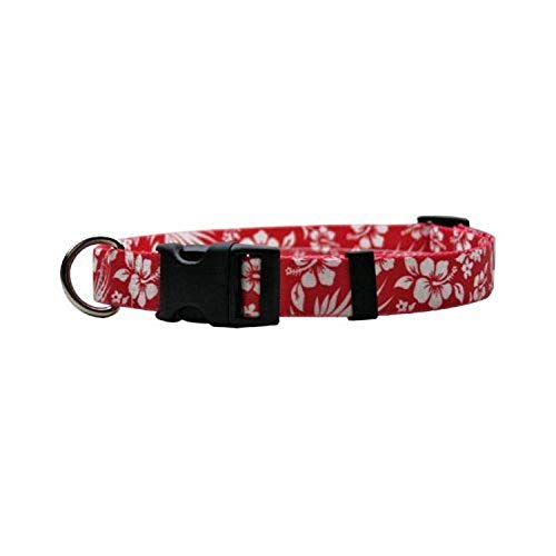 Yellow Dog Design Aloha Red Dog Collar 1" Wide and Fits Neck 18 to 28", Large