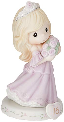 Precious Moments 162015  Growing In Grace, Age 16, Bisque Porcelain Figurine, Blonde Girl