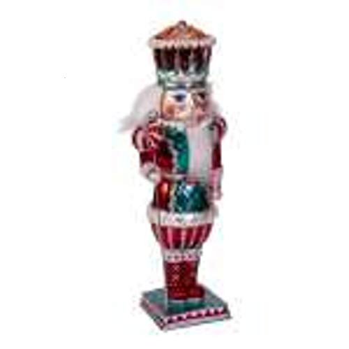 Kurt Adler Adler 11-Inch Glass Red and Blue Candy Nutcracker, Multi
