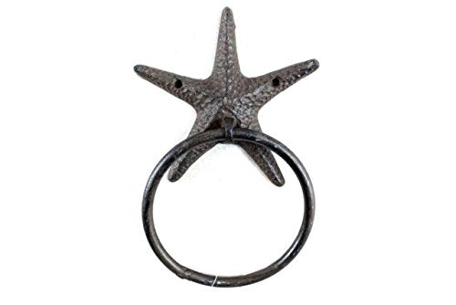 Hampton Iron Cast Iron Starfish Towel Holder 8.5 Inch - Starfish Decoration - Sea Home Decor