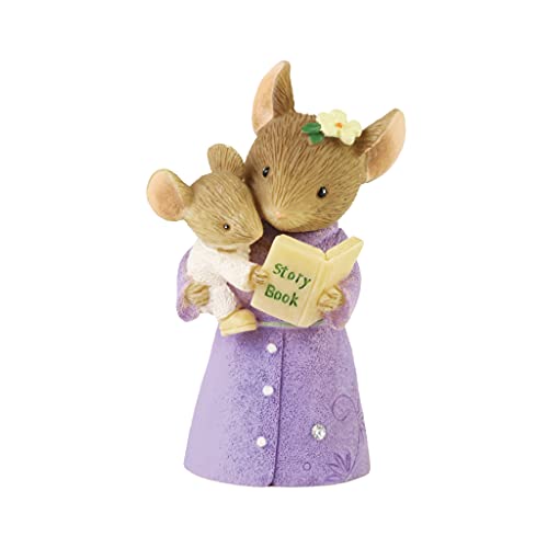 Enesco Tails wth Heart Mother Mouse Reading to Baby Miniature Figurine, 2.12 Inch, Multicolor