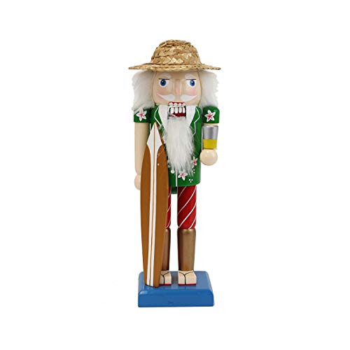 Beachcombers 9-Inch Wood Surfing Santa Nutcracker