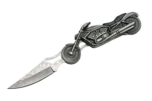 SZCO SUPPLIES 4.75‚Äù Motorcycle Handle With LED Headlight Flashlight Gift Folding Knife