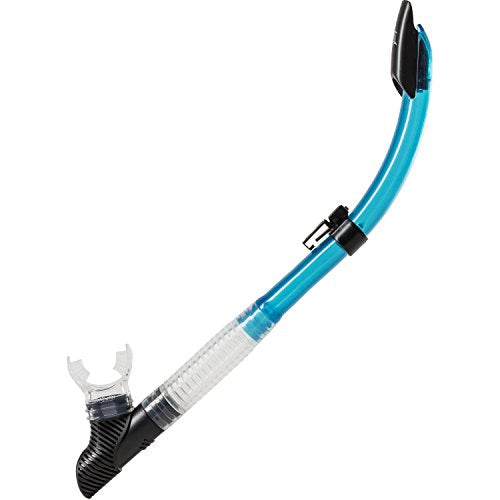 IST Semi Dry Snorkel with Flexible Tube, Splash Guard & Hypoallergenic Mouthpiece for Snorkeling & Scuba Diving (Teal with Clear Silicone)