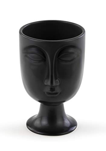 Napco 22145 Ceramic Face Pedestal Vase, Matte Black