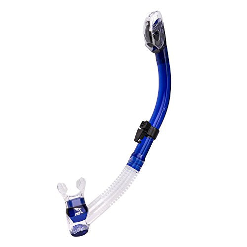 IST SN-204 Dry Top Snorkel with Hypoallergenic Silicone, Splash Guard & Flex Tube for Diving & Snorkeling (Blue)