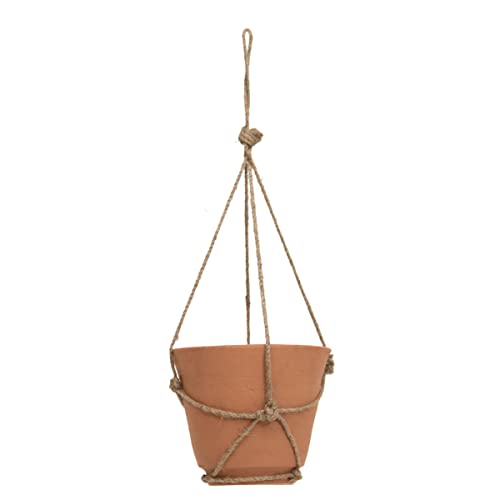 Foreside Home and Garden Foreside Home & Garden Hanging Terracotta Terracotta & Jute Planter