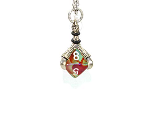Chessex Pendant Old Silver Finish Blade Claw, Dice Holder Necklace with D8 Dice