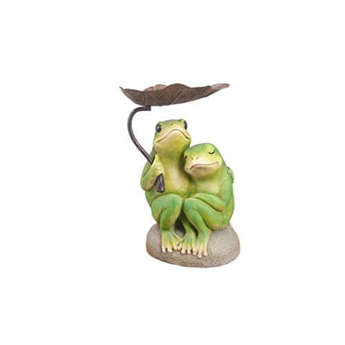 Hi Line Gift Ltd 75627-A Frog Couple Under Umbrella Statue, 11-inch Height, Polyresin