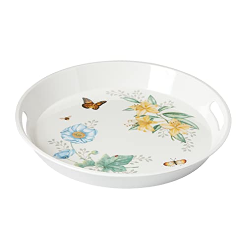 Lenox 865999 Butterfly Meadow Melamine Round Handled Tray, Large, Multicolor