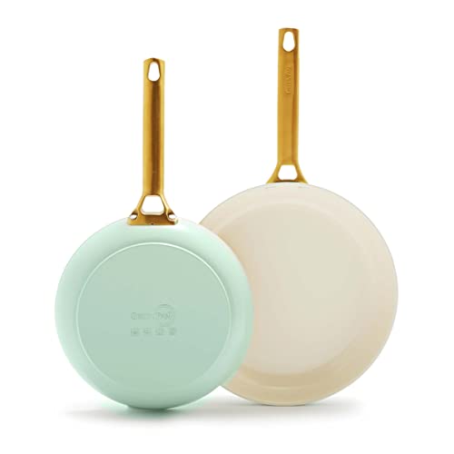 Cookware Company GreenPan Reserve Hard Anodized Healthy Ceramic Nonstick 10" and 12" Frying Pan Skillet Set, Gold Handle, PFAS-Free,  Julep, Oven Safe, Dishwasher Safe
