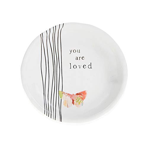 Pavilion Gift Company You are Loved 4 Inch Butterfly Keepsake Jewelry Trinket Dish, White