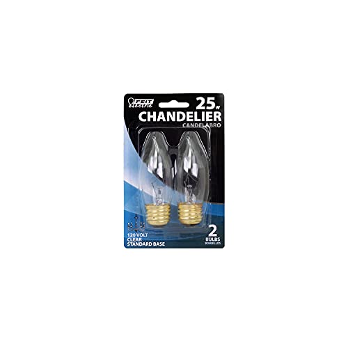 Feit Electric Bp25efc 25 Watt Clear Flame Tip Chandelier Light Bulb 2 Count