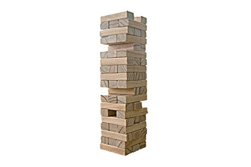 CHH Natural Beech Finish Wooden Tumbling Blocks Tower Game, 3"