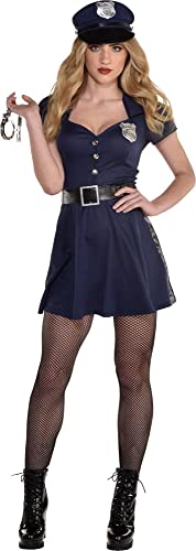 amscan Miranda Rights Officer Halloween Costume for Women, Medium (6-8), Includes Dress, Hat, Belt and Handcuffs
