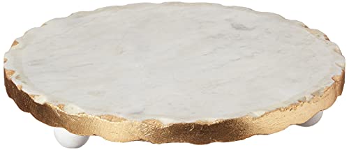 Mud Pie Marble Trivet, 1 1/4" x 8 1/2" dia, Gold