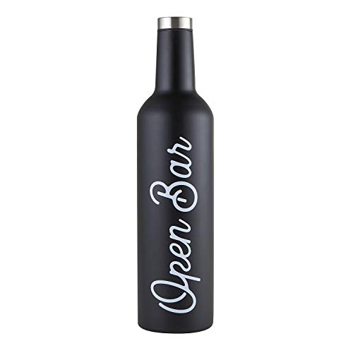 Creative Brands Santa Barbara SIPS Drinkware Refillable Stainless Steel Wine Bottle, 25-Ounce, Open Bar