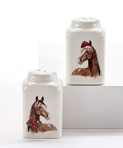 Giftcraft 682518 Christmas Horse Salt and Pepper Shakers, 2.75 inch, Ceramic