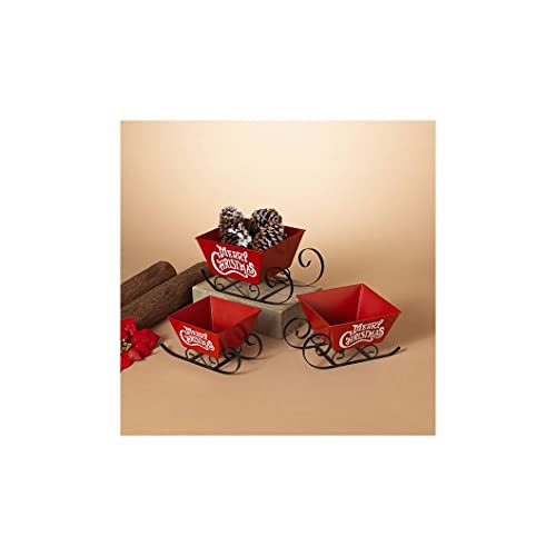 Gerson 2592300 Metal Holiday Sleighs, Set of 3, 12-inch Length