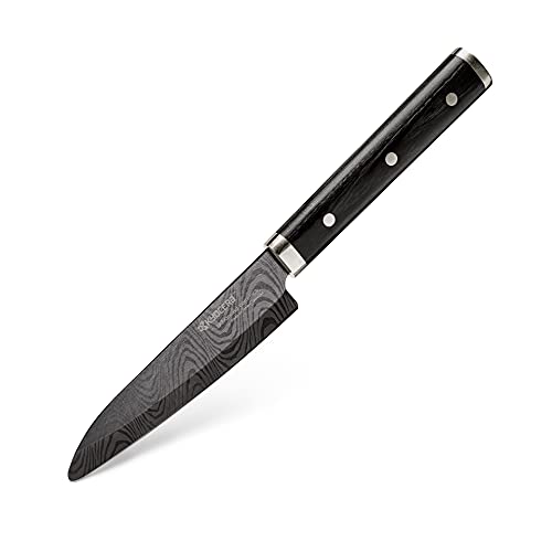 Kyocera KTN-110-HIP Advanced Ceramic Premier Elite Series 4.5" Utility Knife Pakka Wood Handle-Black Blade