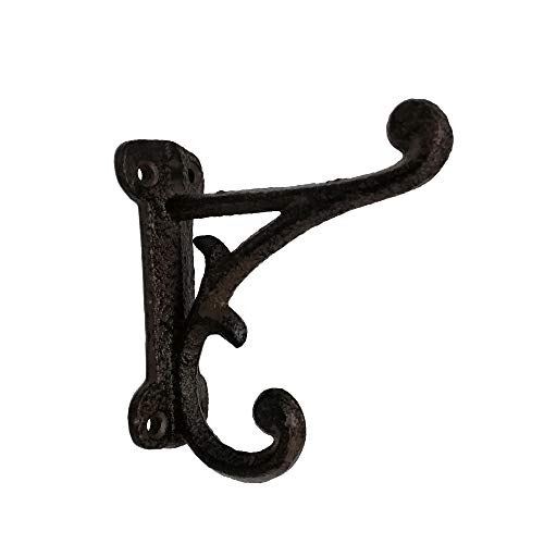 Comfy Hour Antique & Vintage Interior Decor Collection Cast Iron Single Coat Hook Key Hook Clothes Rack Wall Hanger - Heavy Duty, Brown, Recycled, Decorative Gift Idea