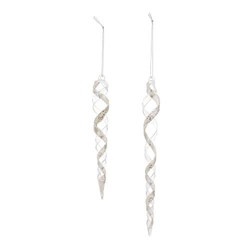 Melrose 83739 Icicle Ornament, 7-inch and 9-inch Height, Set of 2, Glass