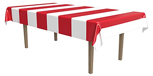 Beistle Red & White Stripes Tablecover Party Accessory (1 count) (1/Pkg)